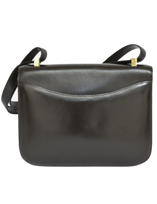 Sac Constance HERMES cuir box marron
