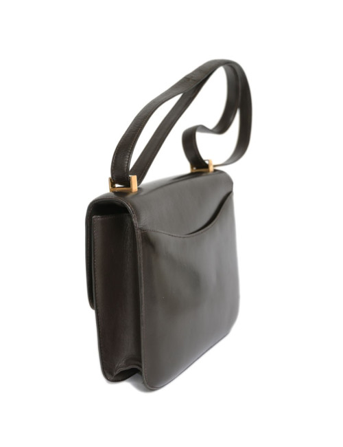 Sac Constance HERMES cuir box marron