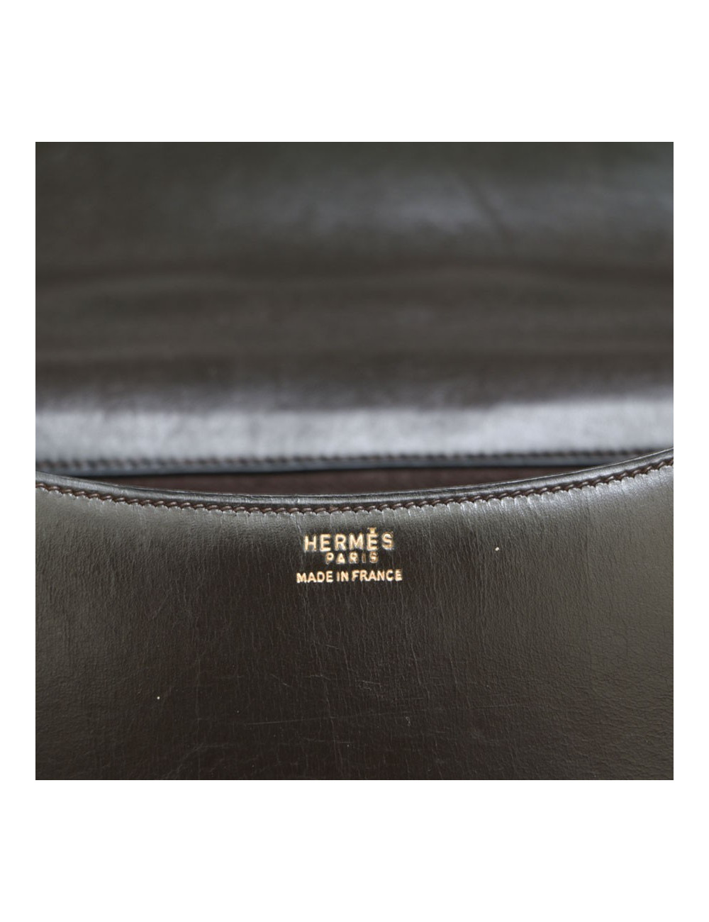 Sac Constance HERMES cuir box marron