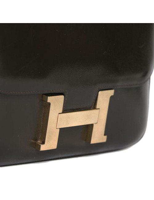 Sac Constance HERMES cuir box marron