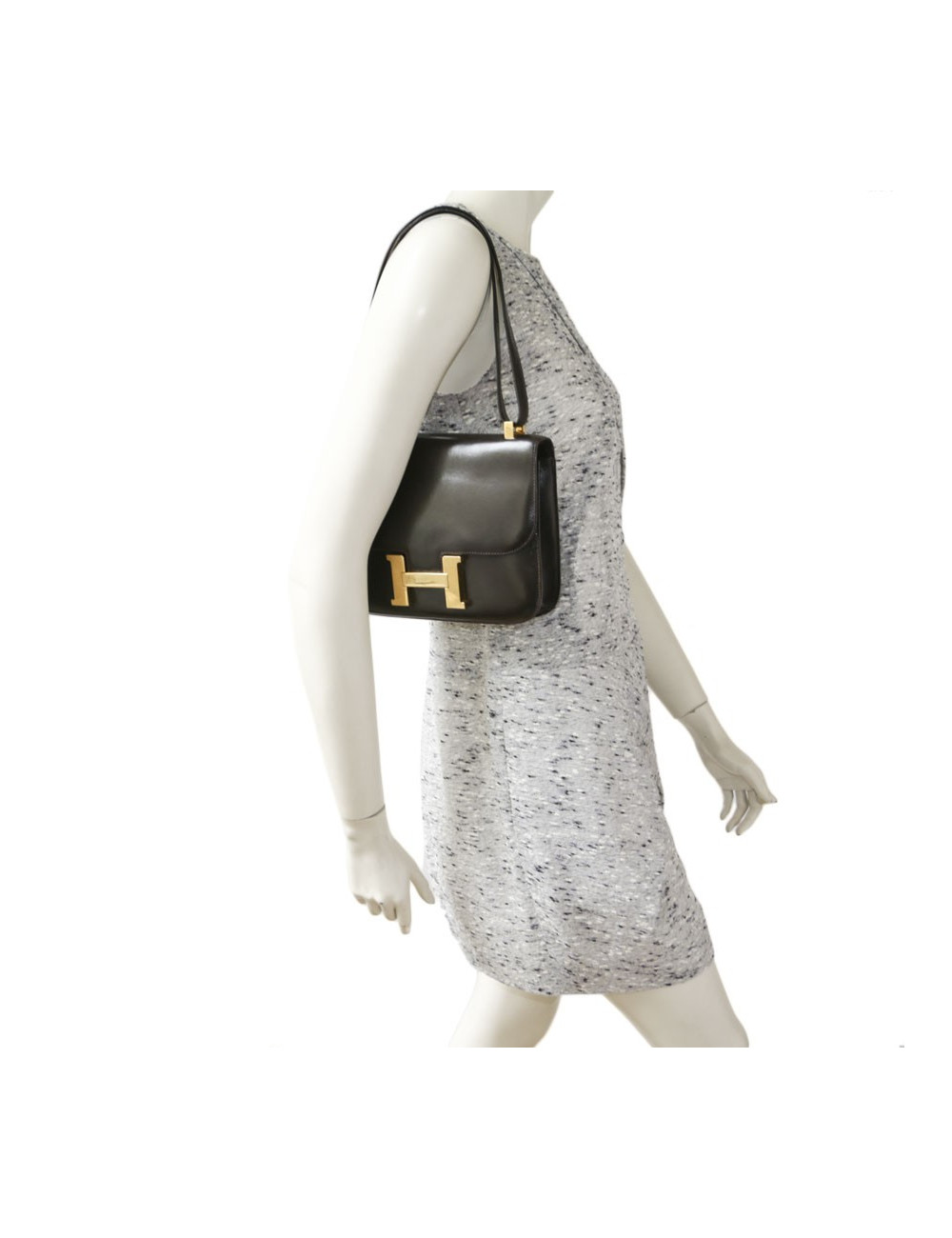 Sac Constance HERMES cuir box marron