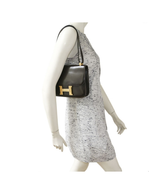 Sac Constance HERMES cuir box marron