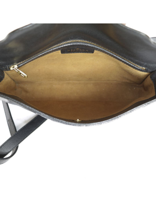 Pochette DELVAUX cuir grainé noir