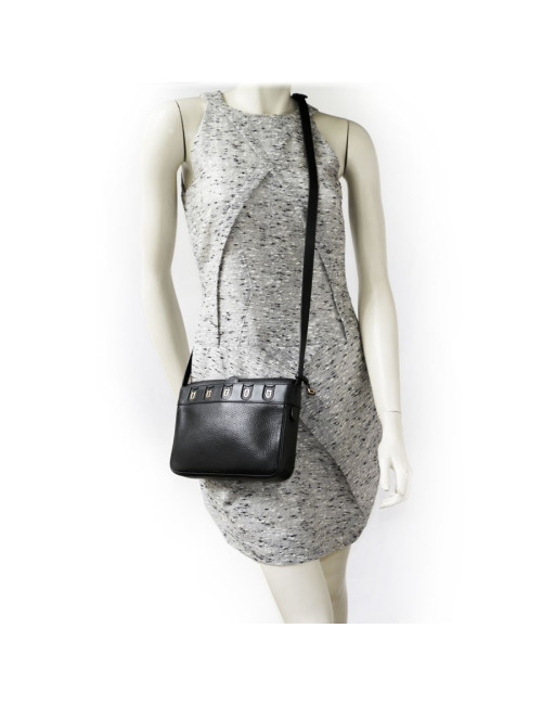 DELVAUX clutch bag in black grained leather