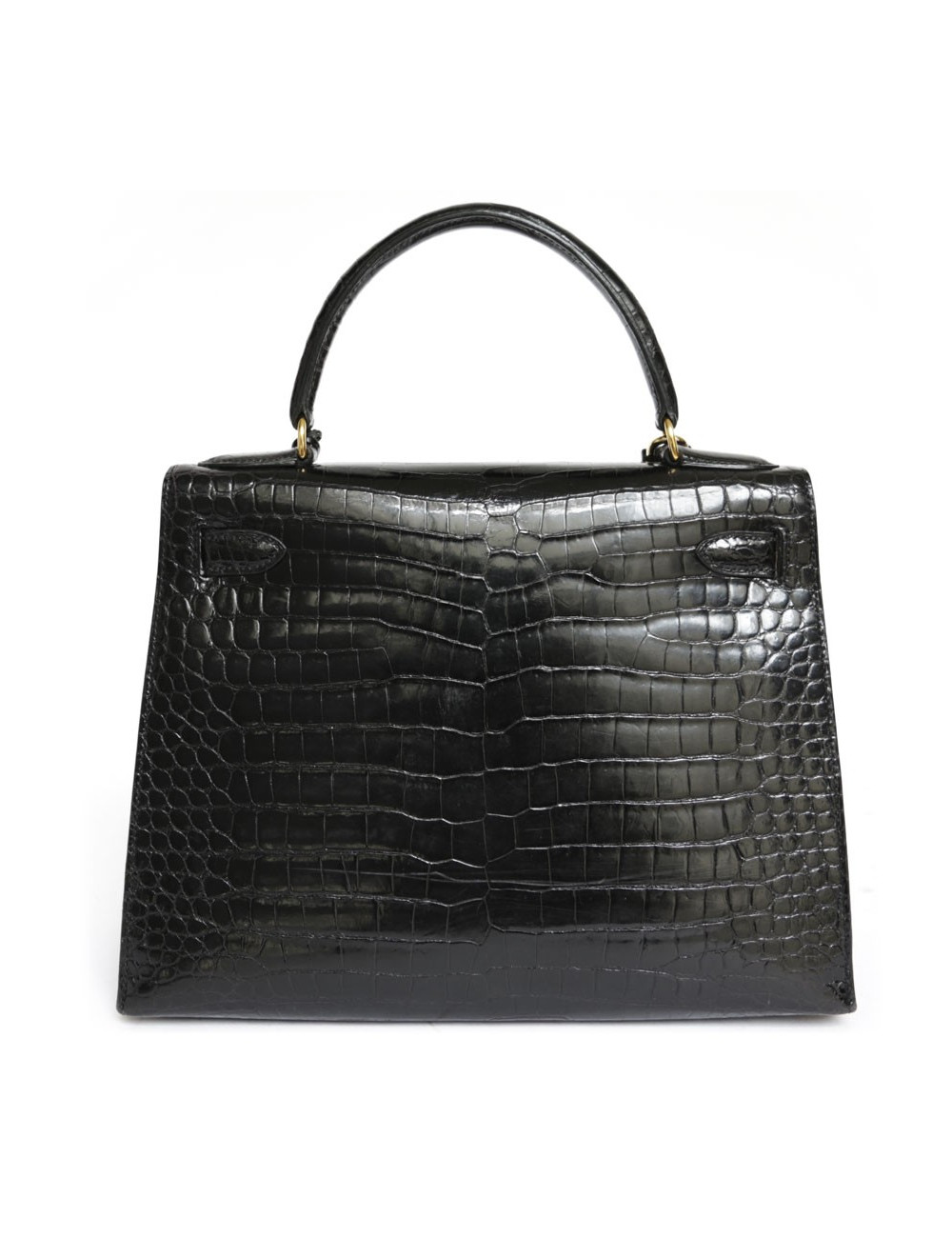 Kelly 28 HERMES croco noir porosus