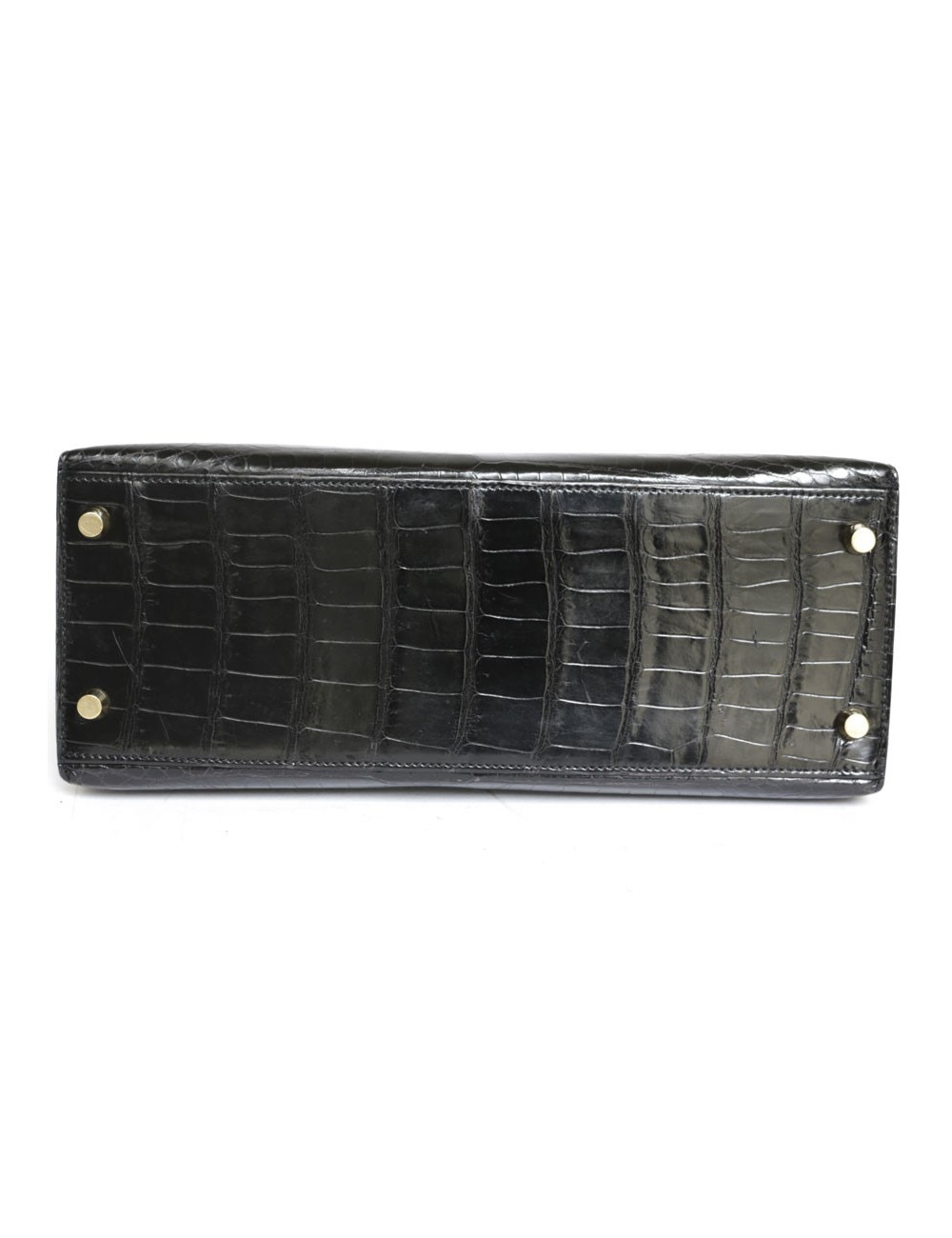 Kelly 28 HERMES croco noir porosus