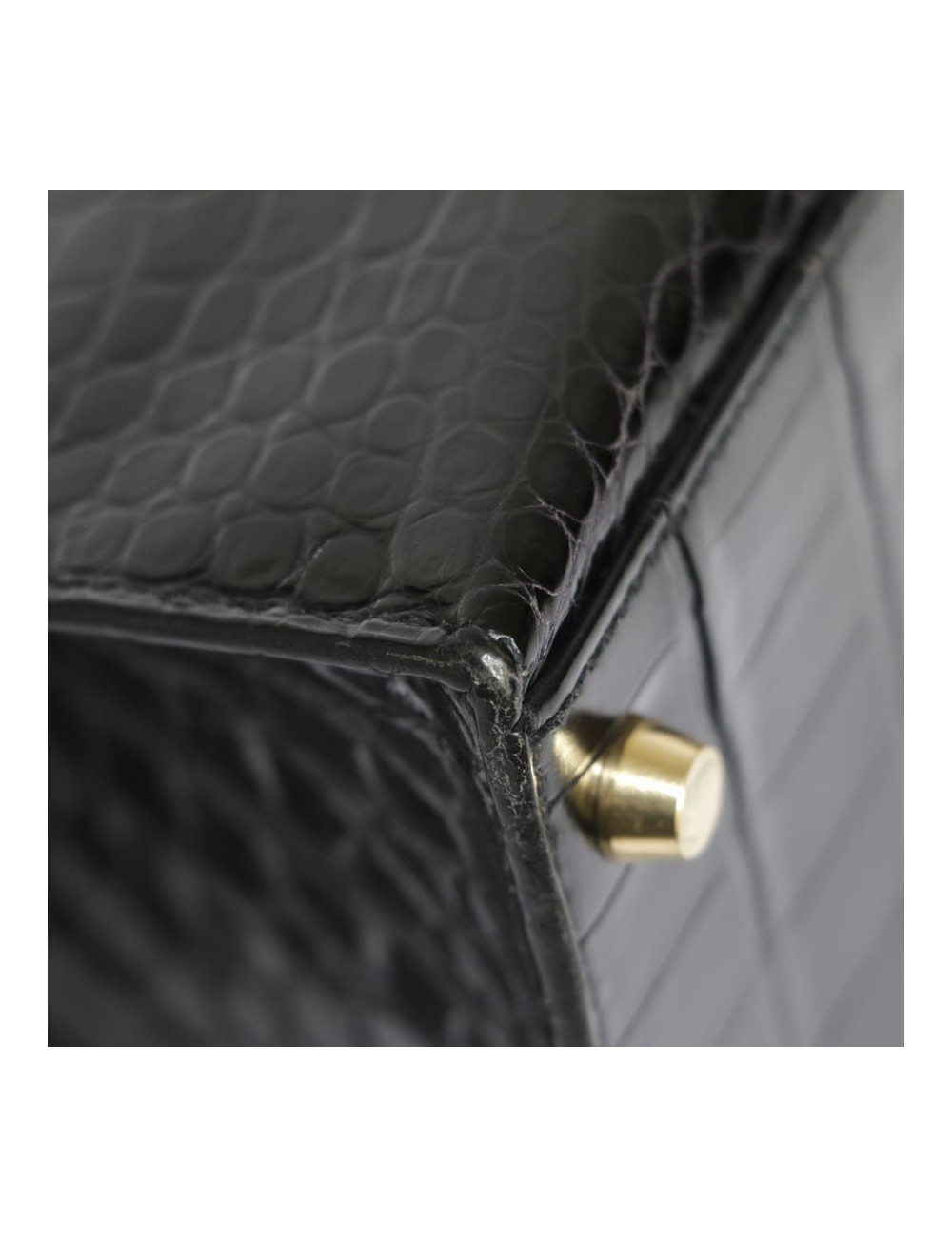 Kelly 28 HERMES croco noir porosus