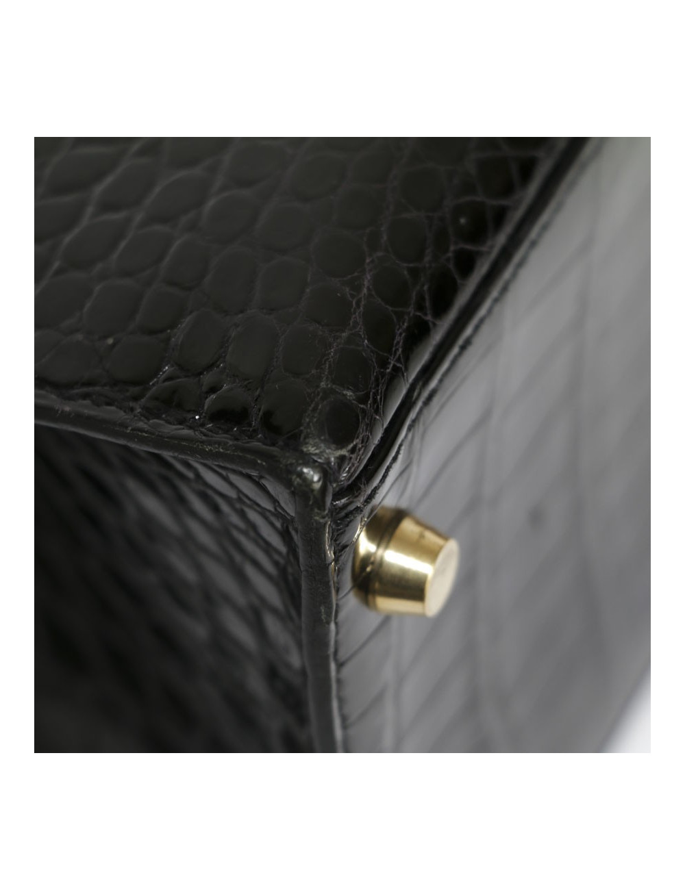 Kelly 28 HERMES croco noir porosus