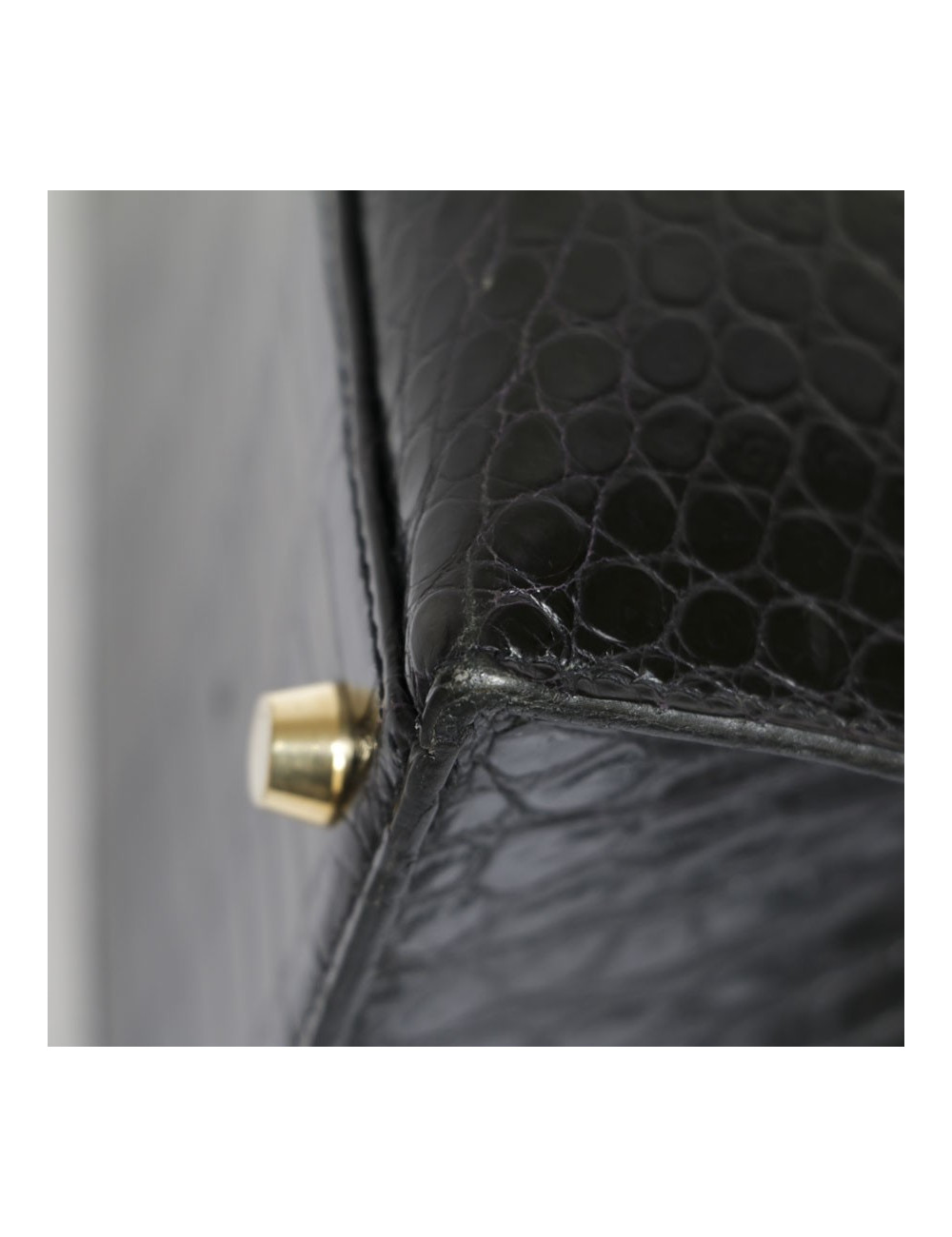 Kelly 28 HERMES croco noir porosus