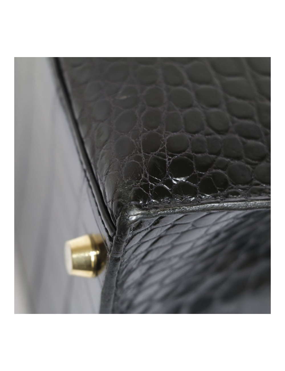 Kelly 28 HERMES croco noir porosus
