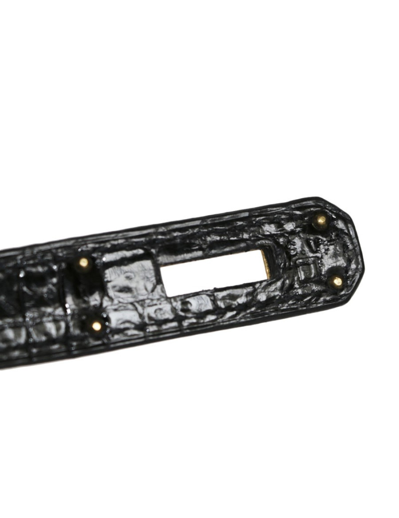 Kelly 28 HERMÈS black porosus crocodile leather