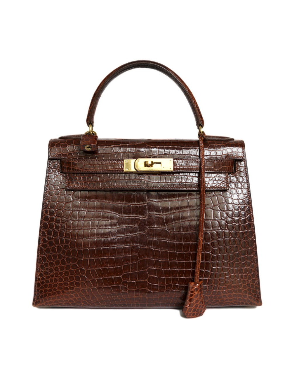 Kelly 28 HERMES crocodile porosus cognac