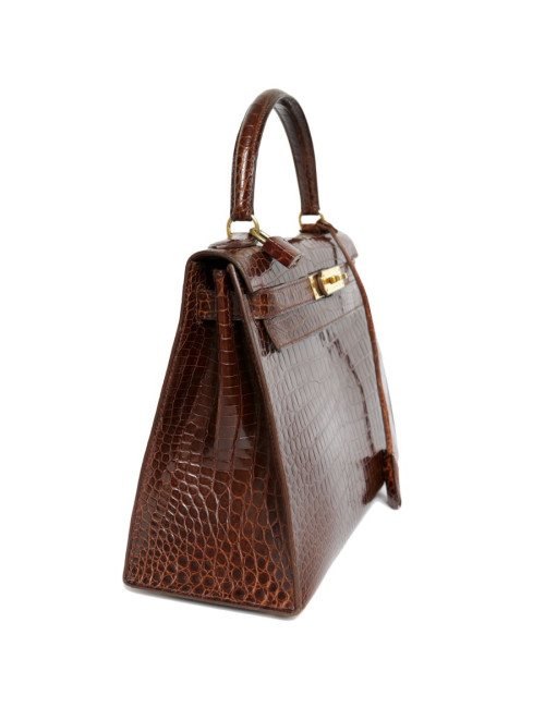 Kelly 28 HERMES crocodile porosus cognac