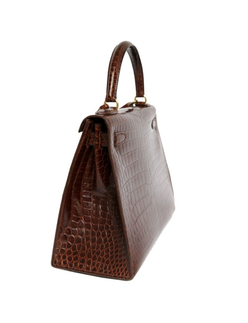Kelly 28 HERMES crocodile porosus cognac