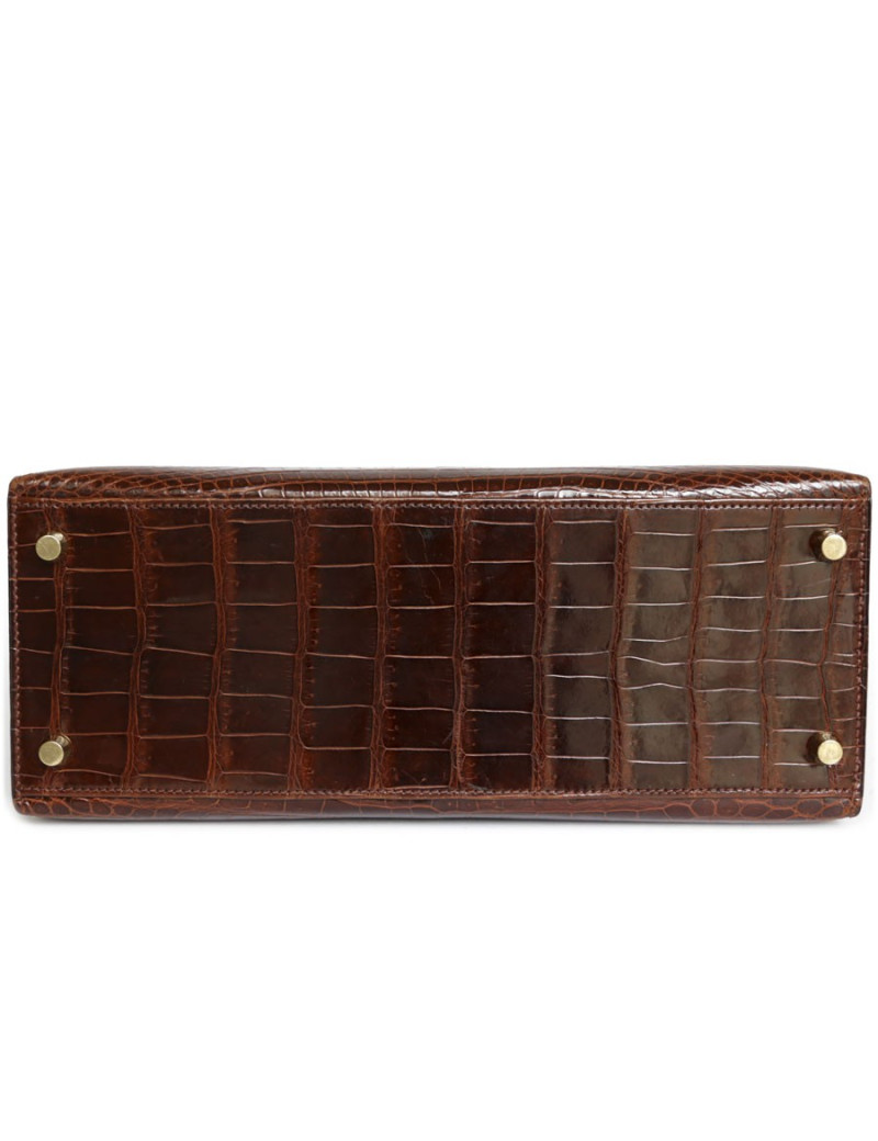 Kelly 28 HERMES crocodile porosus cognac