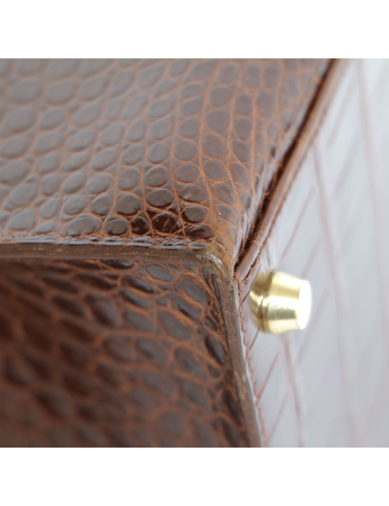 Kelly 28 HERMES crocodile porosus cognac