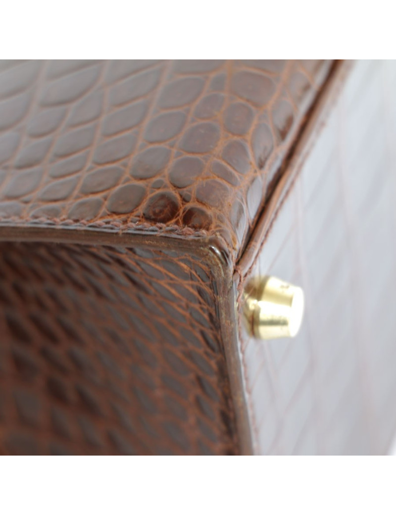 Kelly 28 HERMES crocodile porosus cognac