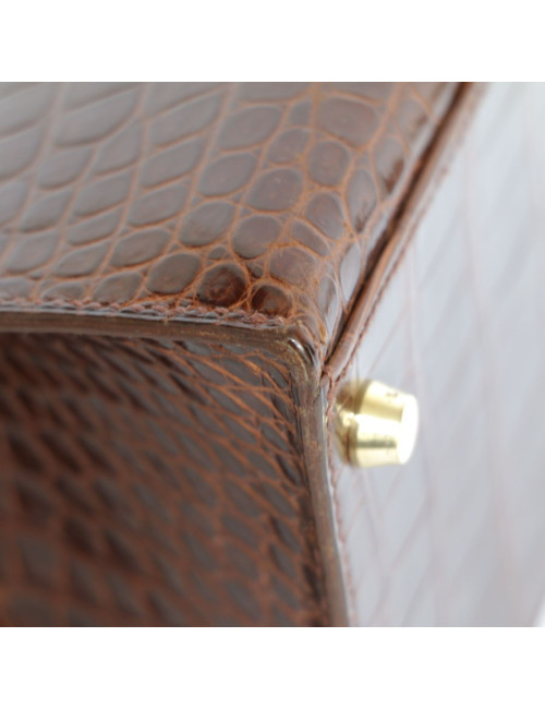 Kelly 28 HERMES crocodile porosus cognac