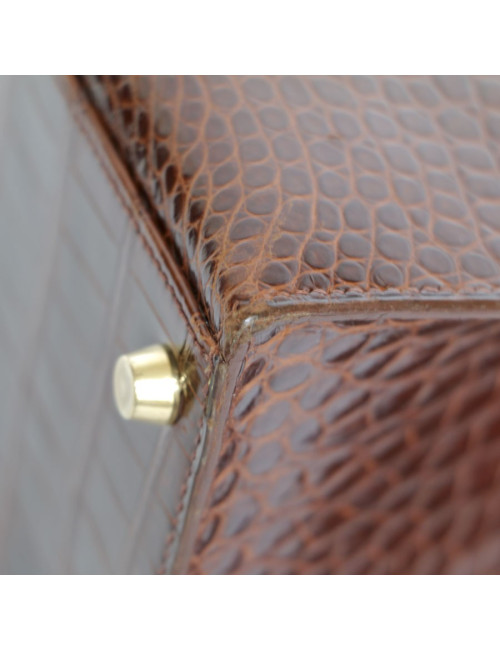 Kelly 28 HERMES crocodile porosus cognac