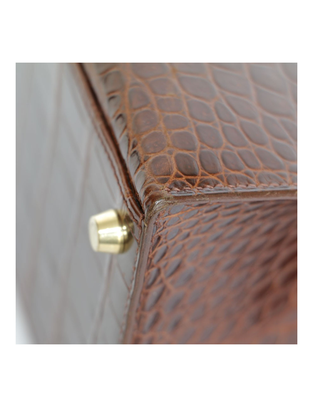 Kelly 28 HERMES crocodile porosus cognac