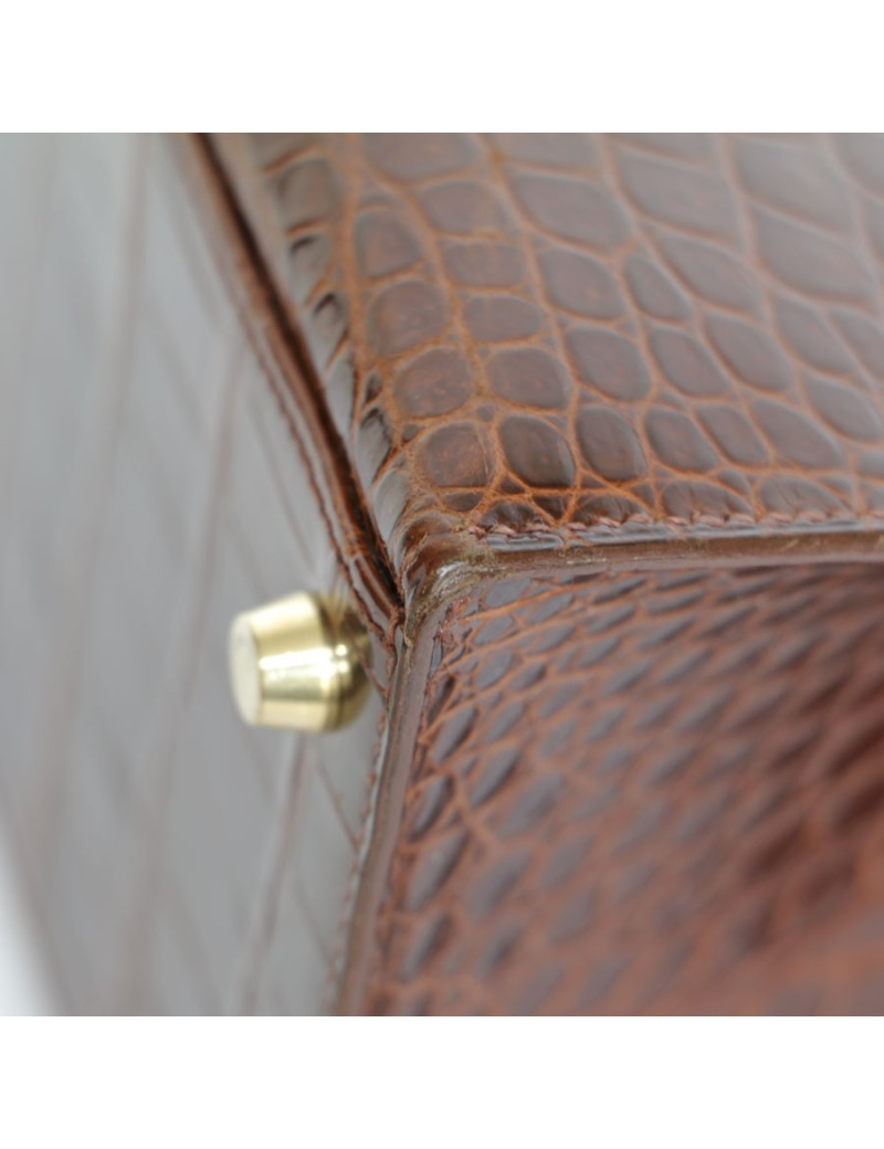 Kelly 28 HERMES crocodile porosus cognac