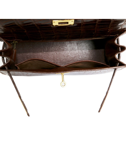 Kelly 28 HERMES crocodile porosus cognac