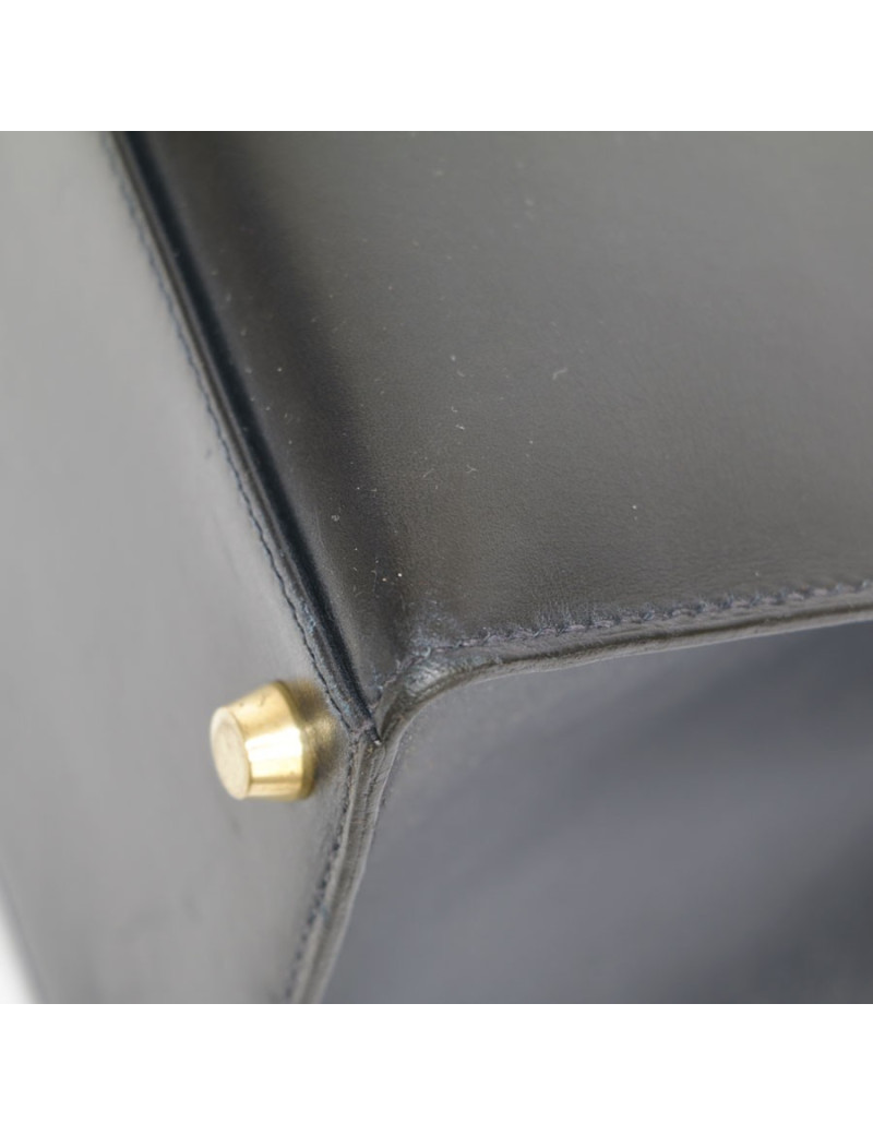Kelly 32 HERMES cuir box bleu nuit