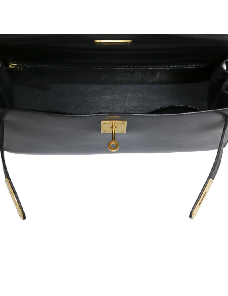 Kelly 32 HERMES cuir box bleu nuit
