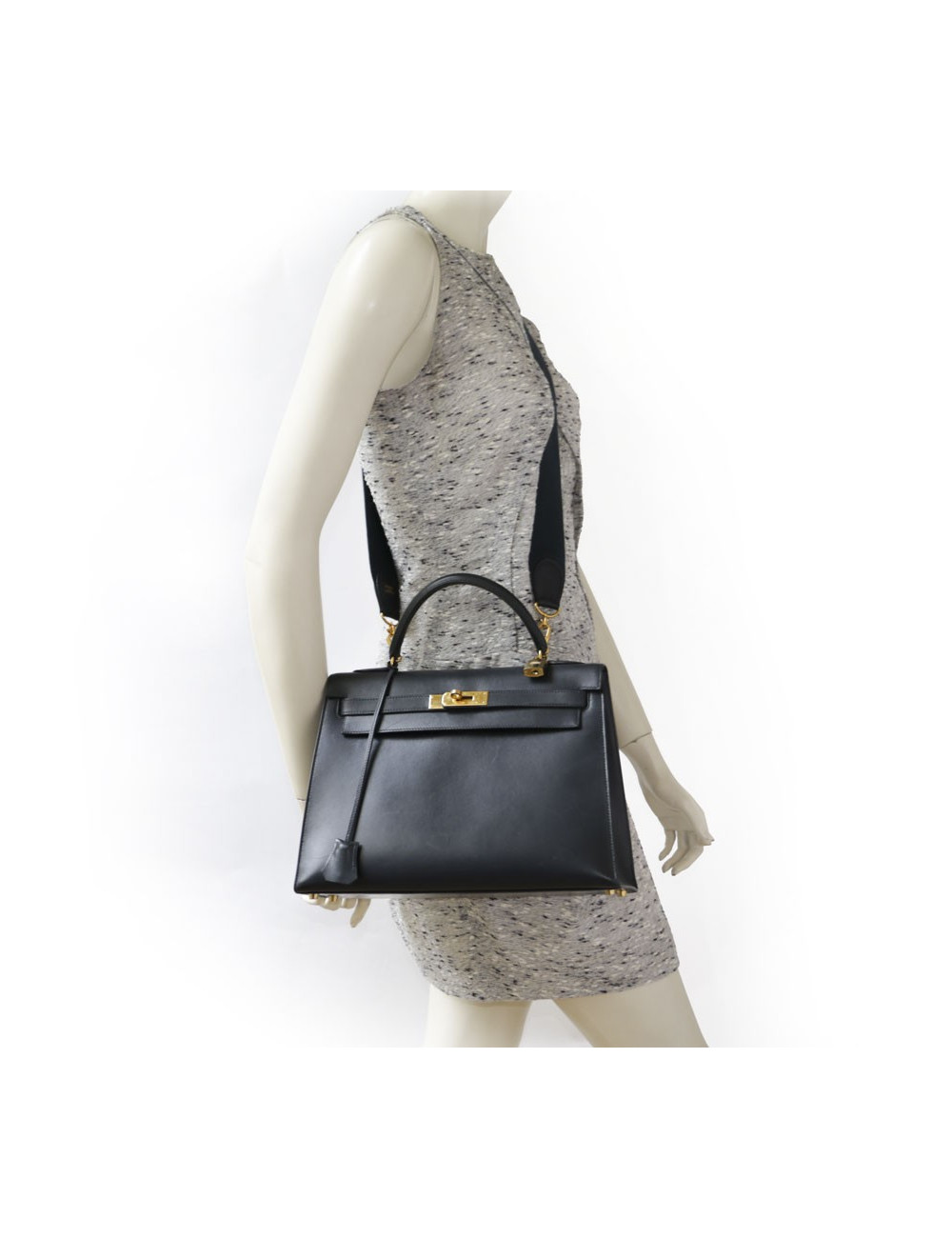 Kelly 32 HERMES leather blue box night