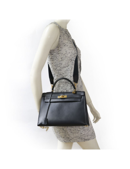 Kelly 32 HERMES leather blue box night