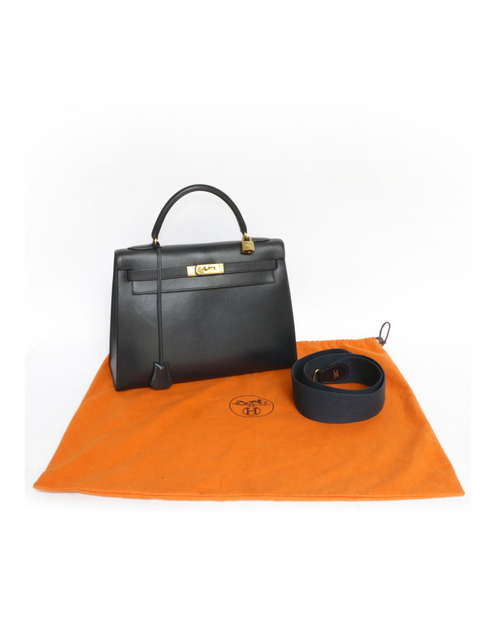 Kelly 32 HERMES leather blue box night