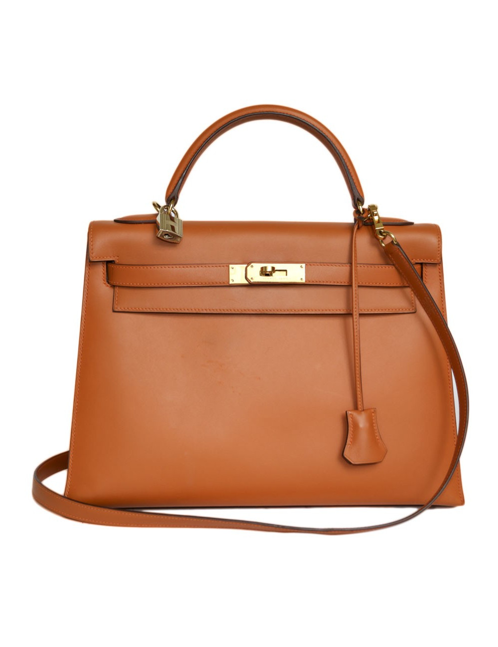 Kelly 32 HERMES cuir box orange feu