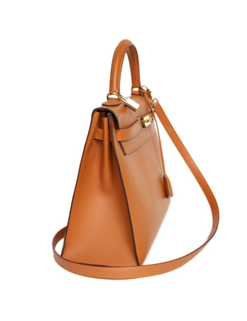 Kelly 32 HERMES cuir box orange feu