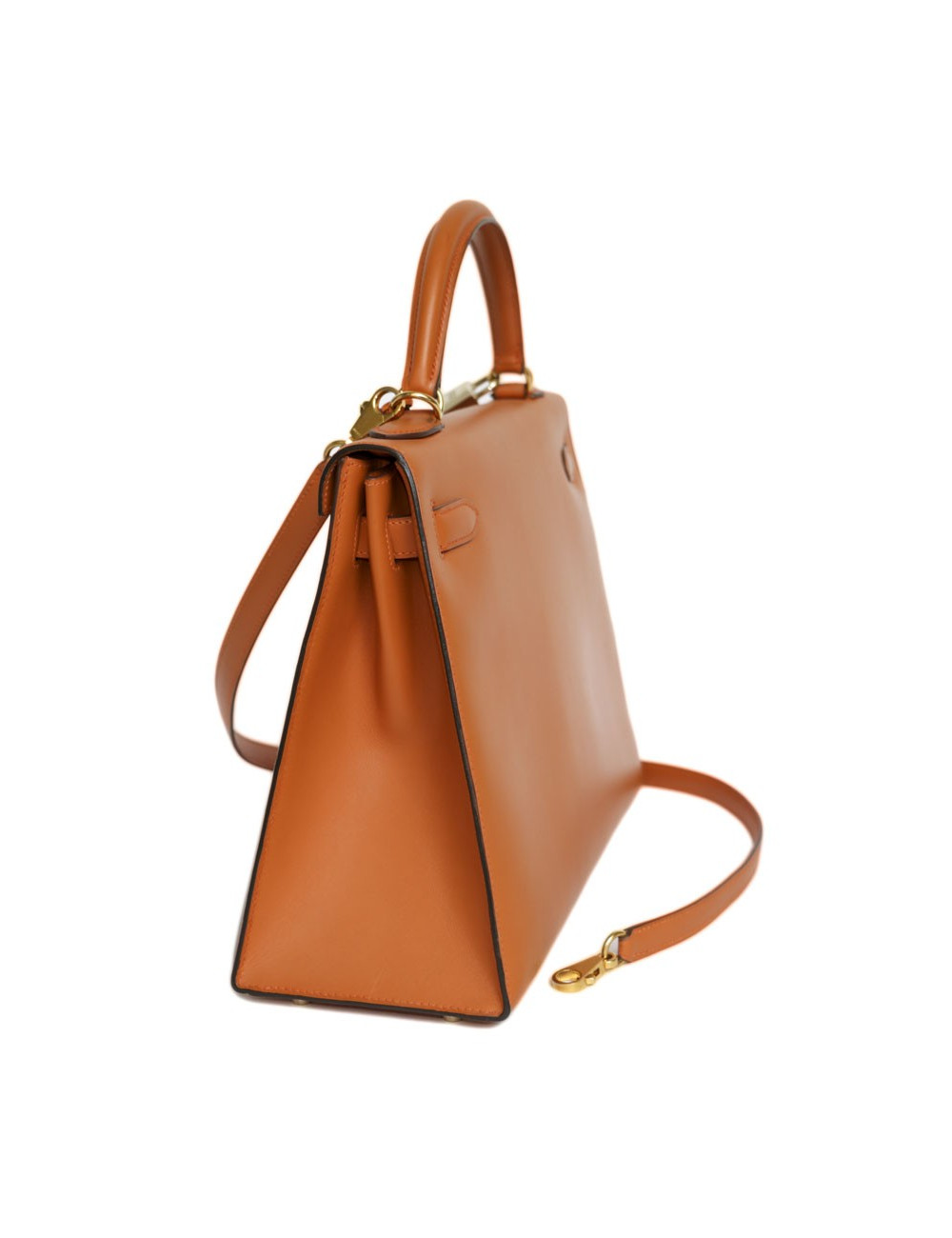 Kelly 32 HERMES cuir box orange feu