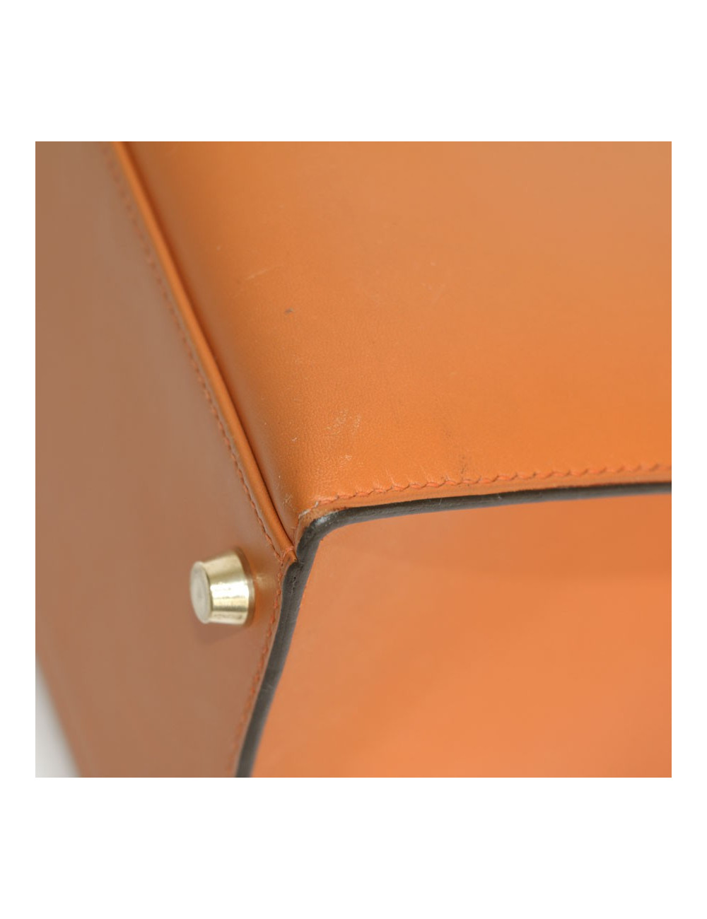 Kelly 32 HERMES cuir box orange feu