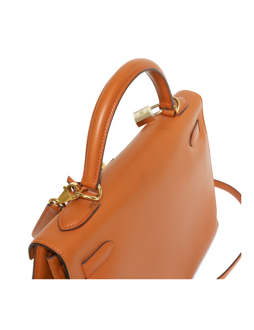 Kelly 32 HERMES cuir box orange feu