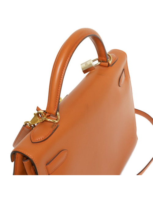 Kelly 32 HERMES cuir box orange feu