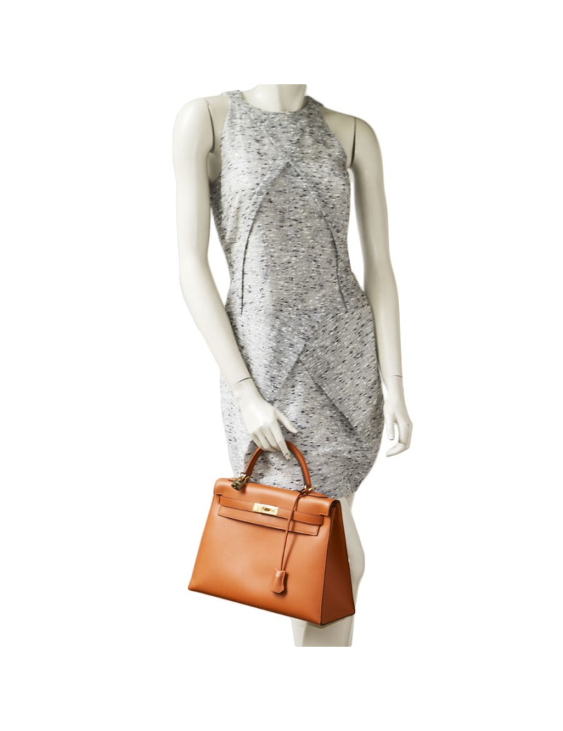 Kelly 32 HERMES leather fire orange box