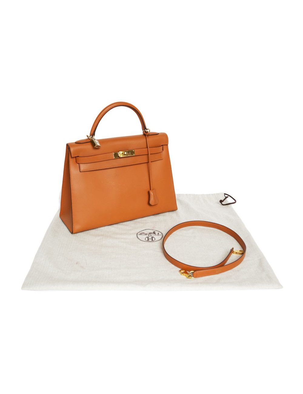 Kelly 32 HERMES cuir box orange feu