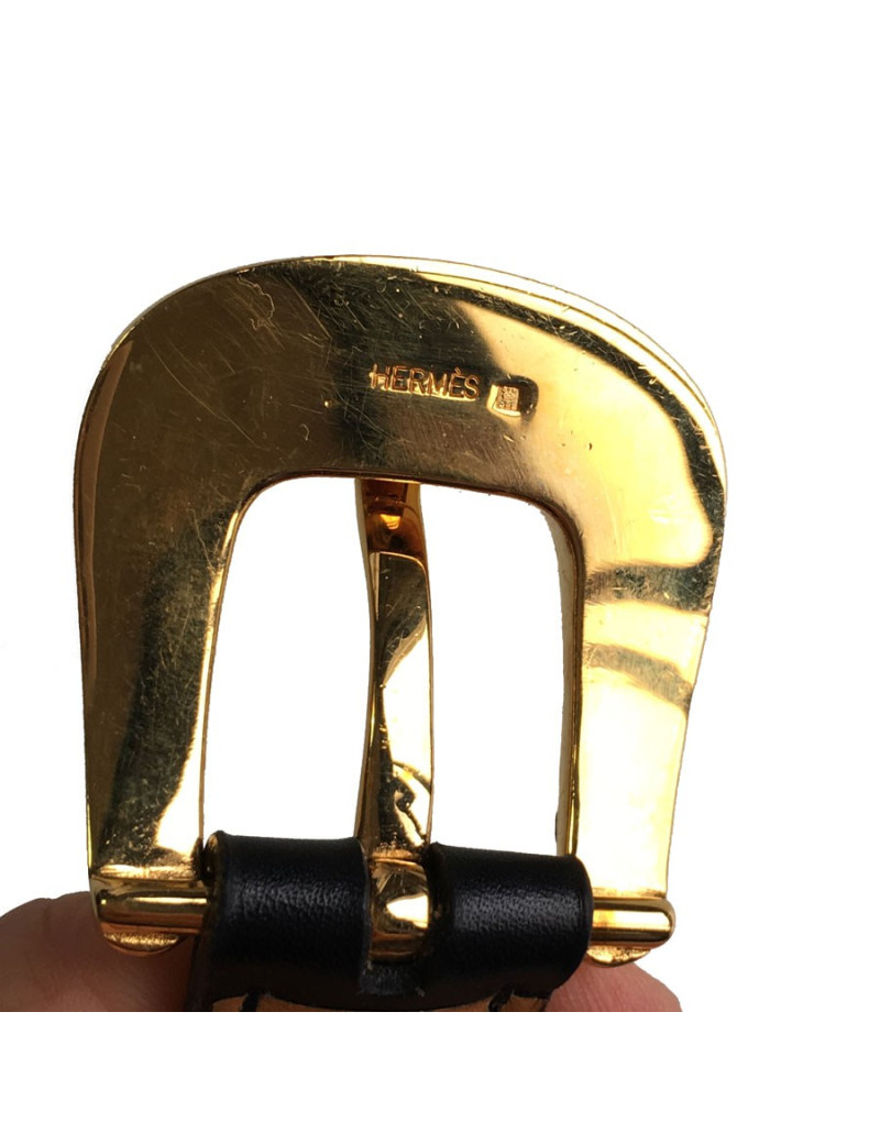 Ceinture HERMES Vintage en cuir noir T75