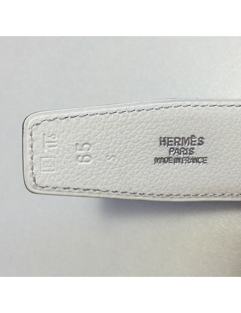 Ceinture HERMES cuir lisse bleu bijouterie argentée T65