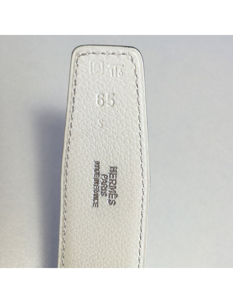 Ceinture HERMES cuir lisse bleu bijouterie argentée T65