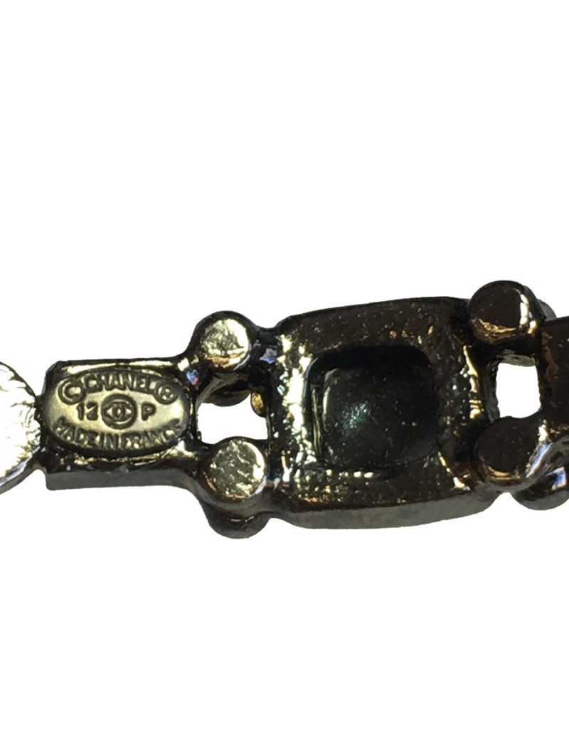 Bracelet CHANEL en pâte de verre noire et grise