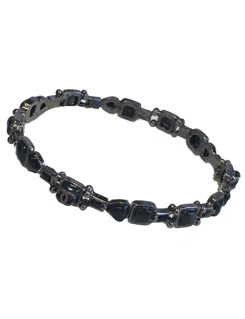 Bracelet CHANEL en pâte de verre noire et grise