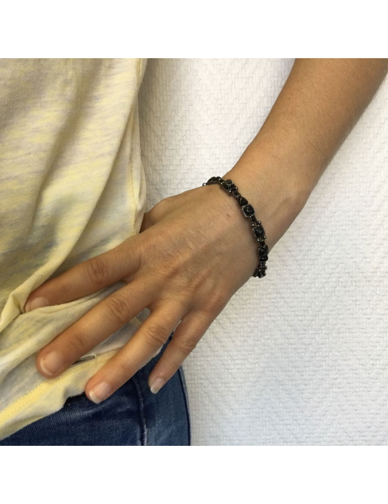 Bracelet CHANEL en pâte de verre noire et grise