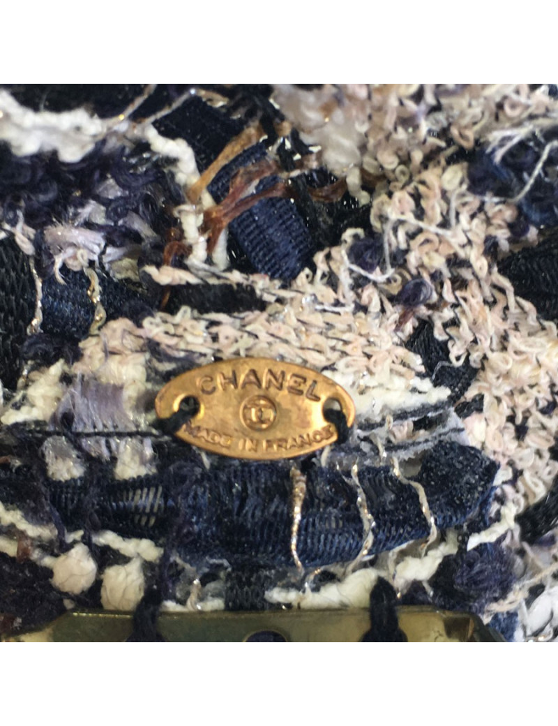 Broche CHANEL en tweed et fil d'or