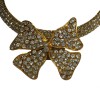 Marguerite de Valois ribbon choker neckalce in gilded metal and rhinestones