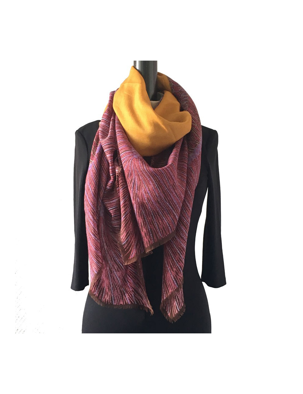 Châle CHANEL en laine et soie multicolore