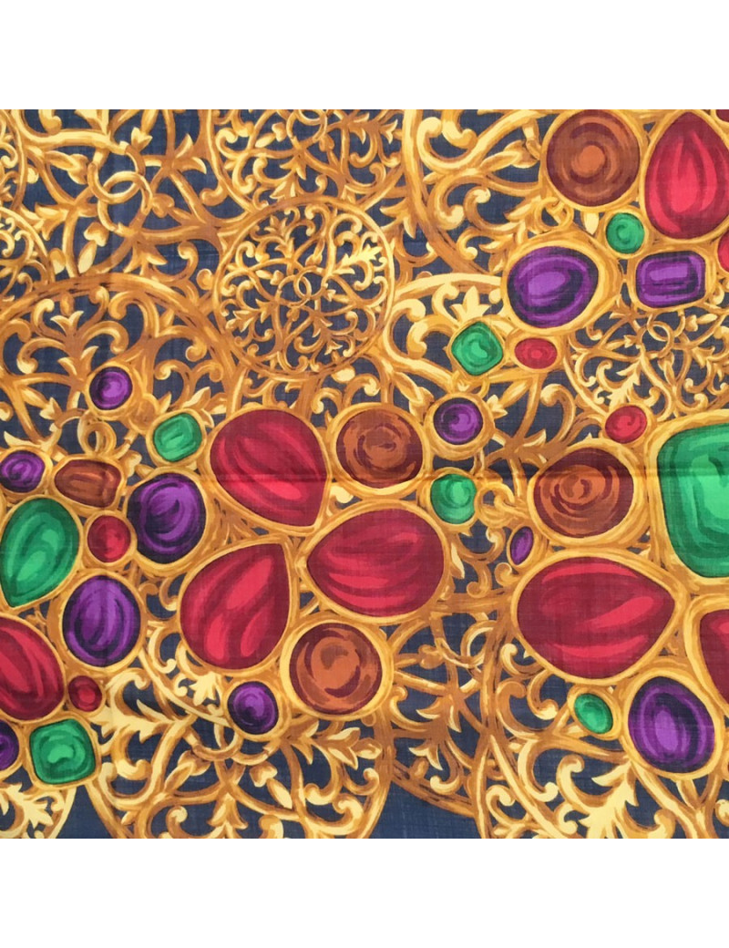 Châle CHANEL en laine et soie bleu gris 