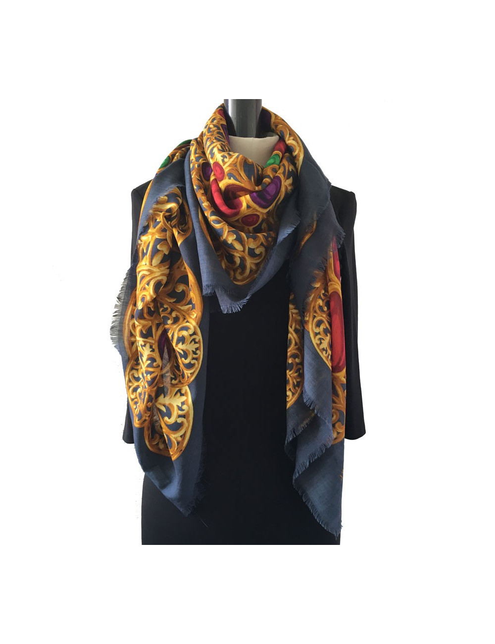 Grey blue in wool and silk CHANEL shawl